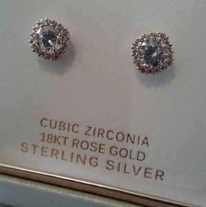 🌺 NWT Primrose Silver/Rose Gold CZ Stud Earrings